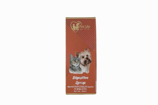 Pet Life Organic & Ayurvedic Digestive Syrup For Pets, Dog, Puppy, Kitten, Cat & Rabbit - Made With Natural Ingredients For Help With Digestion & Healthy Stomach – Safe For All Pet Breeds Pet Health Supplements