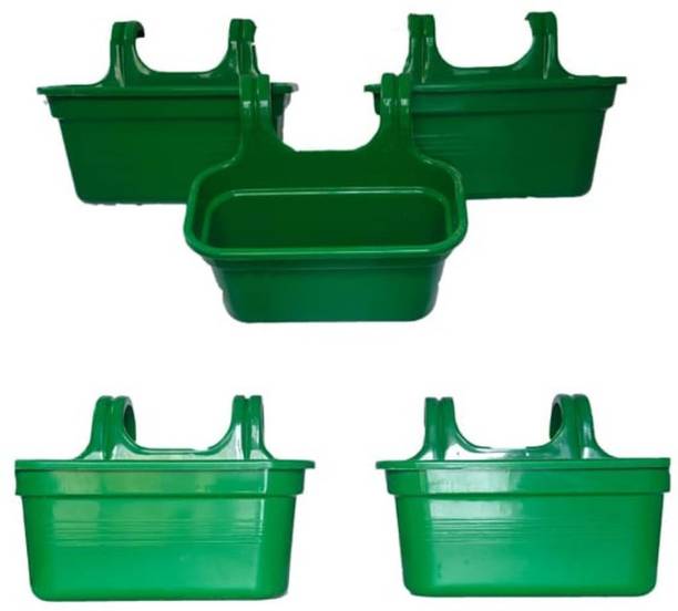 Synergy Plast Double hook 10inch planter (Pack of-5)-Green Plant Container Set