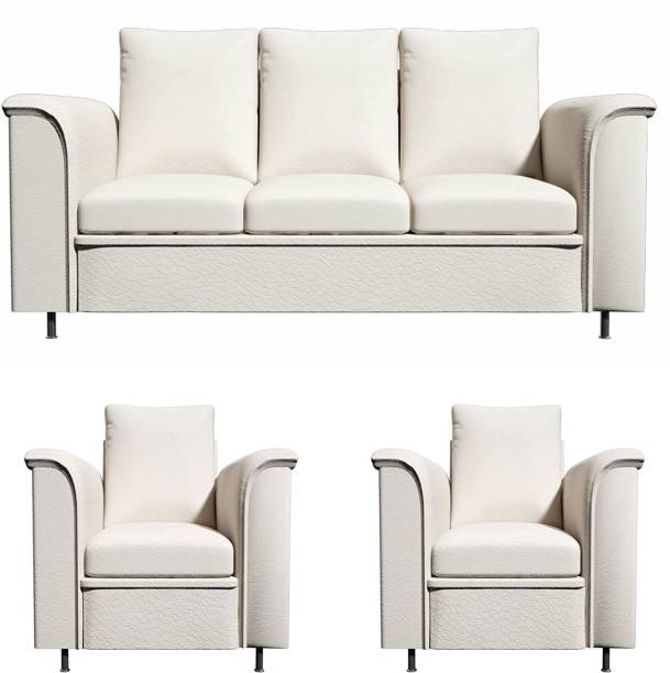 Sekar Lifestyle Royal Series Leatherette 3 + 1 + 1 Beige Finish Sofa Set