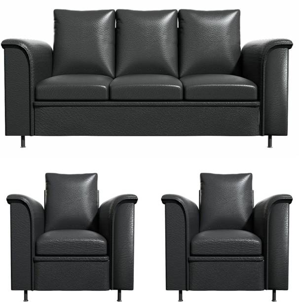 Sekar Lifestyle Royal Series Leatherette 3 + 1 + 1 Grey Sofa Set