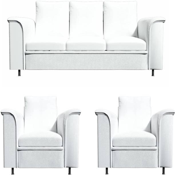 Sekar Lifestyle Royal Series Leatherette 3 + 1 + 1 White Sofa Set
