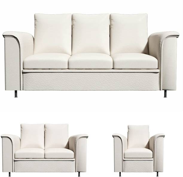Sekar Lifestyle Royal Series Leatherette 3 + 2 + 1 Beige Sofa Set