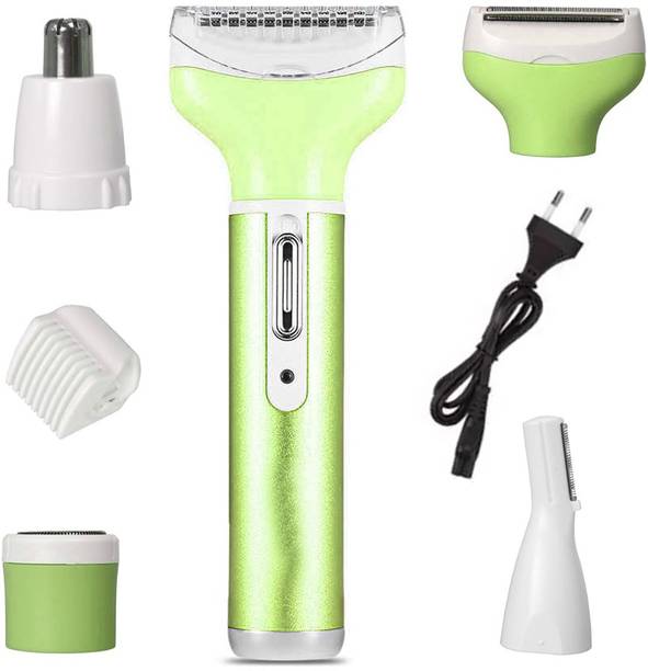 HJGBFD Electric Rechargeable waterproof 4 in 1 lady shaver nose trimmer eyebrow trimmer bikini shaver body shaver pink color for women Runtime: 60 Grooming Kit for Women (Multicolor) Trimmer 120 min  Runtime 4 Length Settings