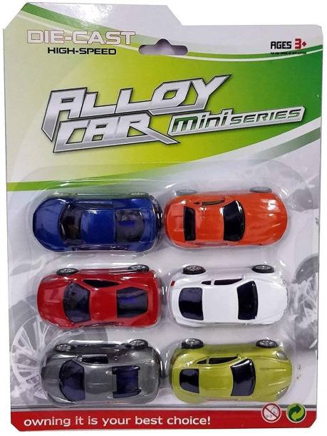 PEACORA Unbreakable Mini Metal Pull Back Sport Car Toys Pack of 6, Multicolor