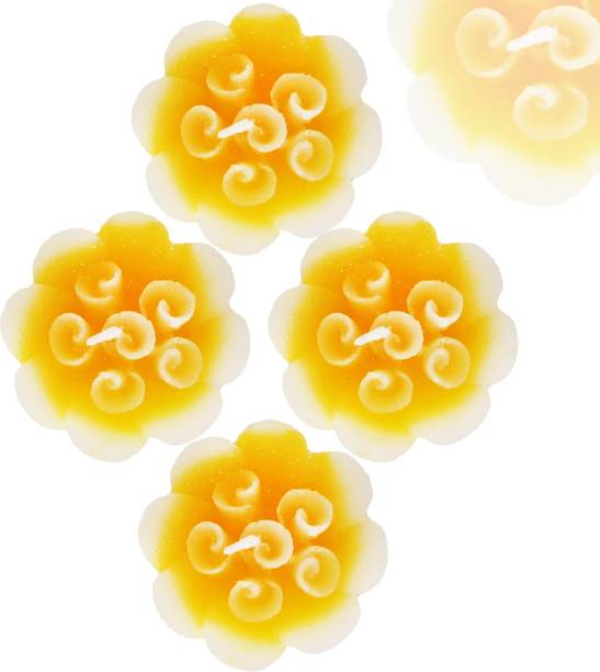 Aseenaa Floating Candles in Flower Shaped with Shades | Beautiful Flower Wax Candles | Floating Diya for Christmas | New Year | Diwali | Deepawali Celebration | Gift | Home Decor | Set of 4PC | Colour - Yellow White Candle