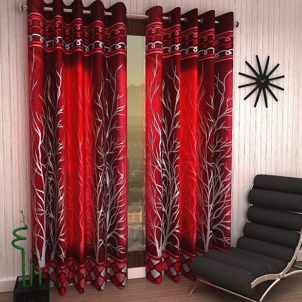 Home Sizzler 214 cm (7 ft) Polyester Semi Transparent Door Curtain (Pack Of 2)
