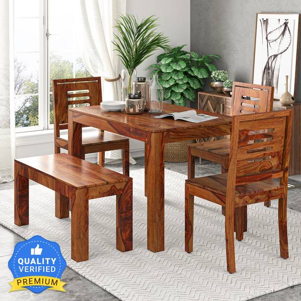 Suncrown Furniture Sheesham Solid Wood 4 Seater Dining Set