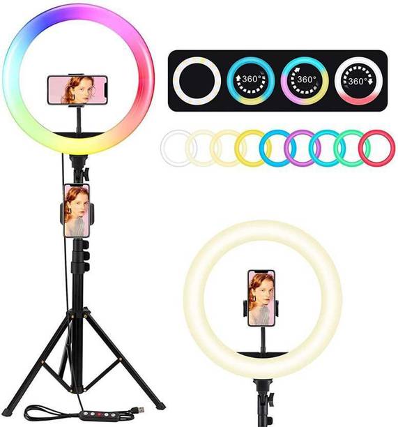 Equipagecart Ring Light - LED 12 inch RGB Ring Light with Tripod Stand & Phone Holder for Live Streaming & YouTube Video, Dimmable Desk Makeup Ring Light Ring Flash Ring Flash