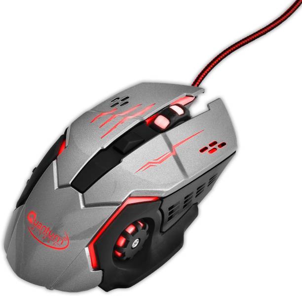 QUANTUM 286, 3200 DPI Wired USB Gaming Mouse with Programmable Keys, RGB Lighting Type, Rubber side Grips and Nylon Braided Cable (Black/Grey) Wired Optical  Gaming Mouse
