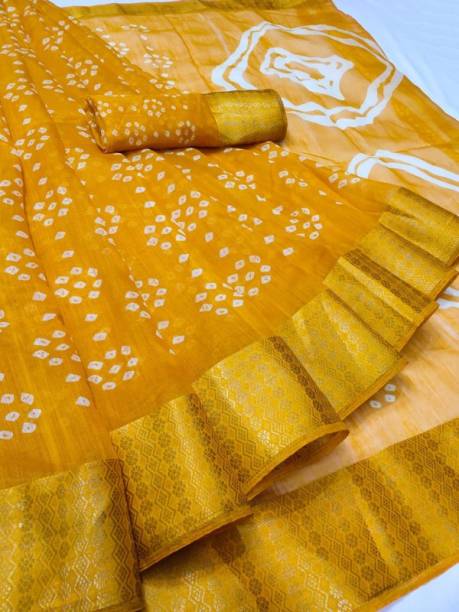 Printed Kanjivaram Cotton Blend Saree Price in India