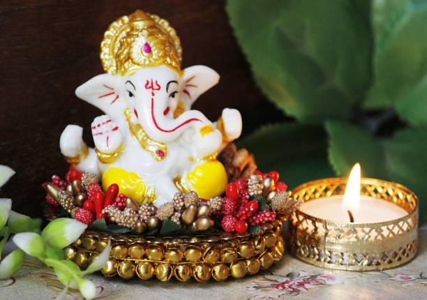 Miss Peach Handicrafted Lord Ganesha Idols for home decor |Meditating Ganesh|Ganesha Idol for car dashboard, gifts And home|Ganesha statue in Religious Idols |Ganesha statue|Showpiece for living room|Ganesh ji ki murti|ganpati |Showpiece gift sets|statues|showpiece for living room|Ganesha showpiece |showpieces in home| Decorative Showpiece  -  9 cm