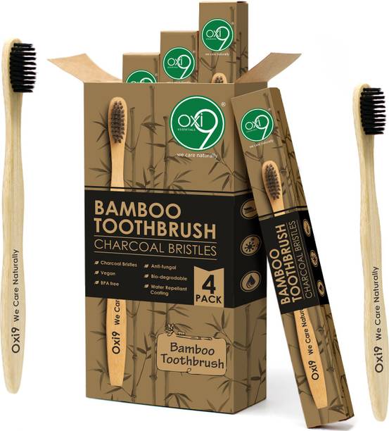 Oxi9 Bamboo Toothbrush( Adult) pack of 4 Soft Toothbrus...