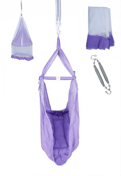 U2CUTE Baby Cradles, Baby Jhula, Jhoola,! Infant Baby Hanging Swing Cradle with Mosquito net and Spring (Infant) (PURPLE)