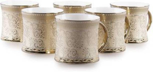 Sarsawal Pack of 6 Bone China Best Golden Cups For Your Home