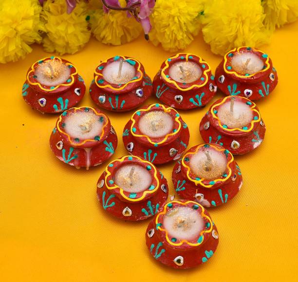 PRIDE STORE Diwali Decoration Handmade Mud Clay Terracotta Decorative Diya 10 Pcs Tealight Candle Festival Diya wax candle, Mud Diva, Mud Clay Diya, Diwali Giftings ( Height :2 Inchi ) Terracotta (Pack of 10) Table Diya Set (Height: 2 inch) Terracotta (Pack of 10) Table Diya