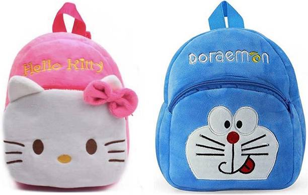Afya Soft Toy Bag Hello Kitty & Doraemon Plush Bag For Cute Kids 2-5 Years Plush Bag (Multicolor,4L) 4 L Backpack