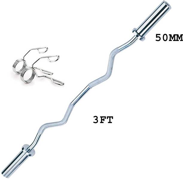 YMD 3 Feet Curling Olympic Barbell Rod (30 mm Internal Dia & 50mm Outer Dia) Weight Lifting Bar