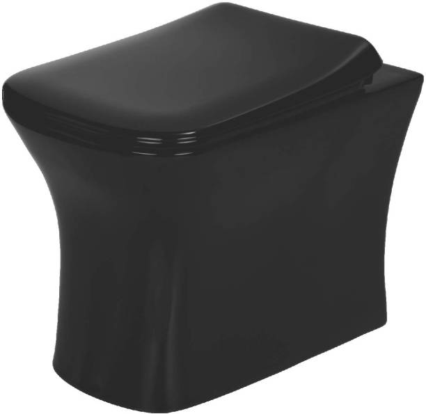BM BELMONTE Ceramic Floor Mounted European Water Closet/One Piece Western Toilet Commode/EWC Battle with Soft Close Slim Seat Cover Full Black S Trap 100mm / 4 Inch OUTLET is on FLOOR Western Commode