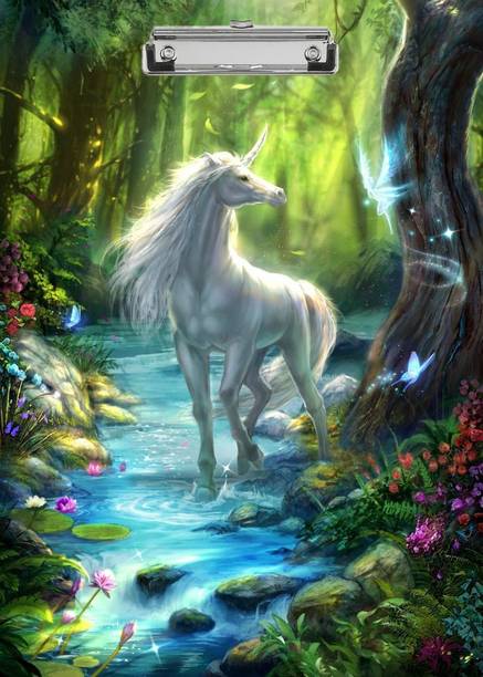 flipdecor white horse digital reprint clip board exam pad (14 x 10 Inches) premium quality ( wood )