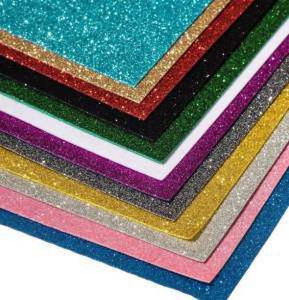 KRSNA ART A4 Glitter Foam Sheet Sparkles Self Adhesive Sticky A4 Size with Sticky Back Pack of 10 Sheets 10 Colours x 1 Pcs Each for Art & Craft, DIY Work Decoration, Gift Wrapping Felt Sheet