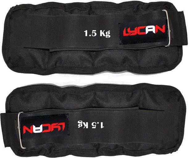 LYCAN FITNESS ANKLE WEIGHT (BLACK) 3KG PAIR (1.5KG X 2 PCS) (3kg) Black Ankle & Wrist Weight