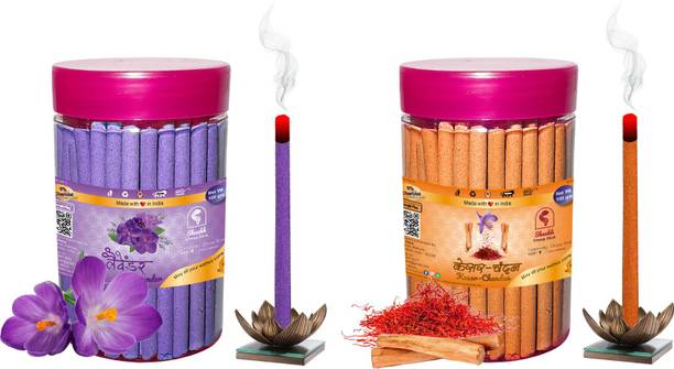 Shankh Lavender & Kesar Chandan Dhoop Incense Stick Pack of 200 gm (100+100) Fragrances Kesar Chandan, Lavender