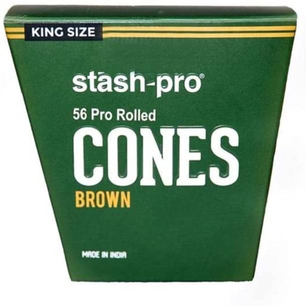 Stash-Pro 56 Pro Rolled cones Brown Box of 56 Premium Unbleached king size cones Unbleached King size 13 gsm Paper Roll