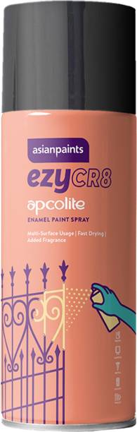 ASIAN PAINTS ezyCR8 Apcolite, DIY Aerosol Gloss Enamel Paint Spray, 200 ml - Black Black Spray Paint 200 ml
