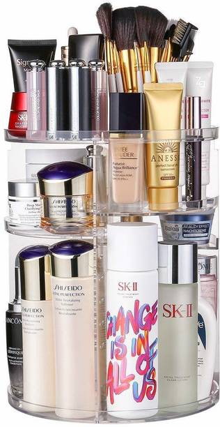 FOKRIM Cosmetics Organizer 360 Rotating Makeup Organizer Large Capacity and Adjustable Makeup Vanity Box