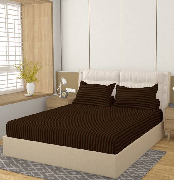 HIDECOR 260 TC Polycotton Double Striped Flat Bedsheet