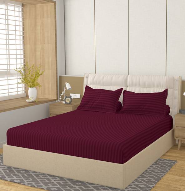 HIDECOR 260 TC Polycotton Double Striped Flat Bedsheet