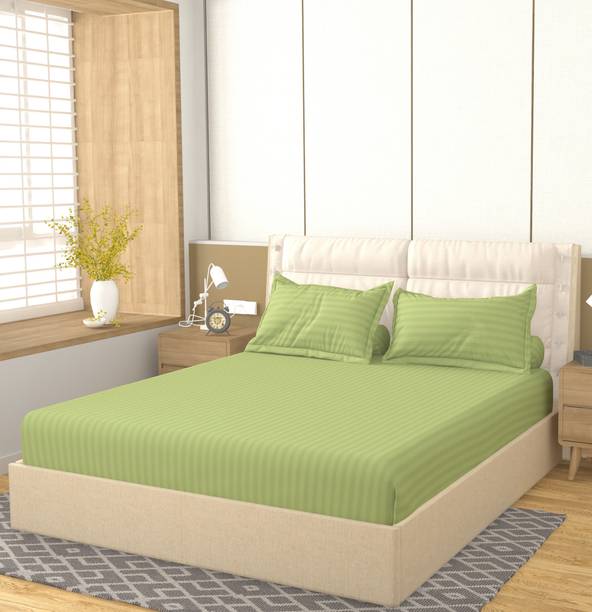 HIDECOR 260 TC Polycotton Double Striped Flat Bedsheet