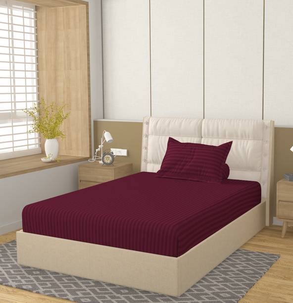 HIDECOR 260 TC Polycotton Single Striped Flat Bedsheet