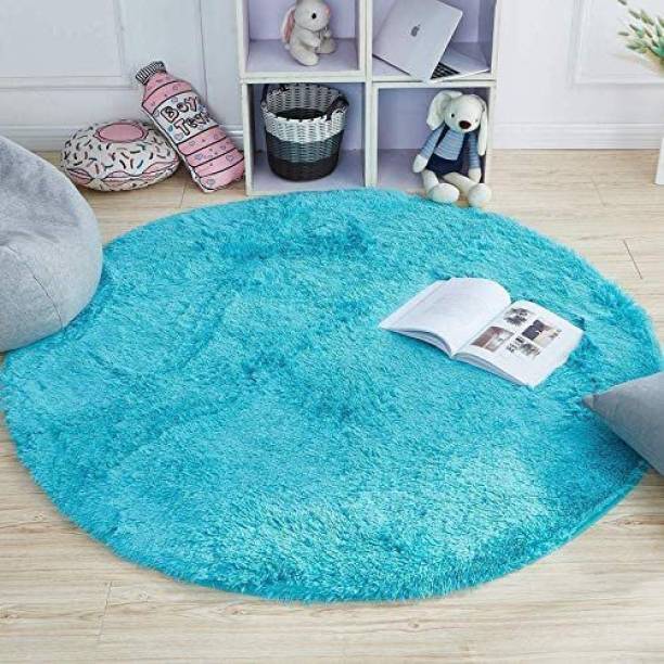 RM Handloom Blue Polyester Carpet