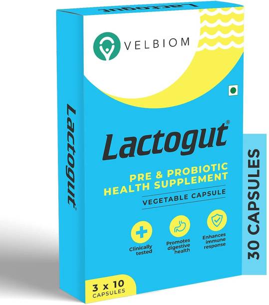 Velbiom Lactogut Probiotic|For Acute Digestion Issue|Gut Health|Immunity Plain Capsules