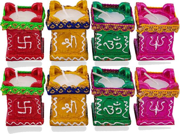 ALAUKIK teracotta diya Terracotta (Pack of 8) Table Diya Set