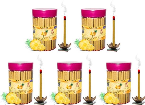 Shankh Pineapple Dhoop Stick (Incense Stick) Pack of 500 gram (100 + 100 + 100 + 100 + 100) Fragrance Pineapple