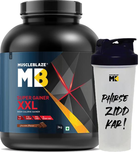 MUSCLEBLAZE Super Gainer XXL, For Muscle Mass Gain with Shaker Whey Protein