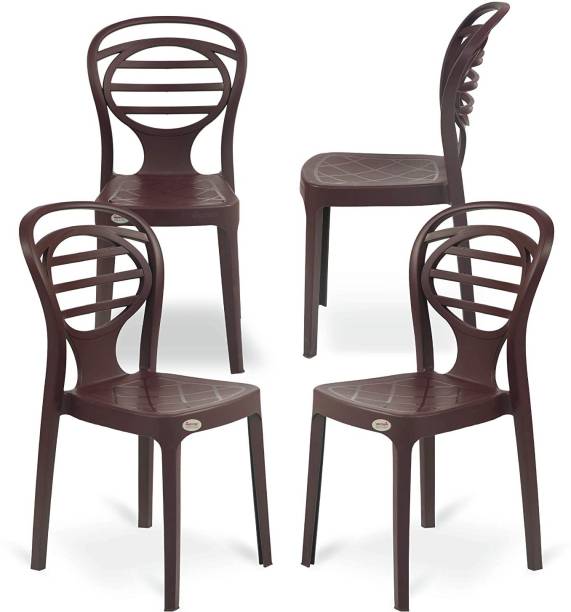Supreme SUPREME OAK CHAIR SET OF 4 BROWN OUTDOOR CAFETERIA CHAIR Plastic Outdoor Chair