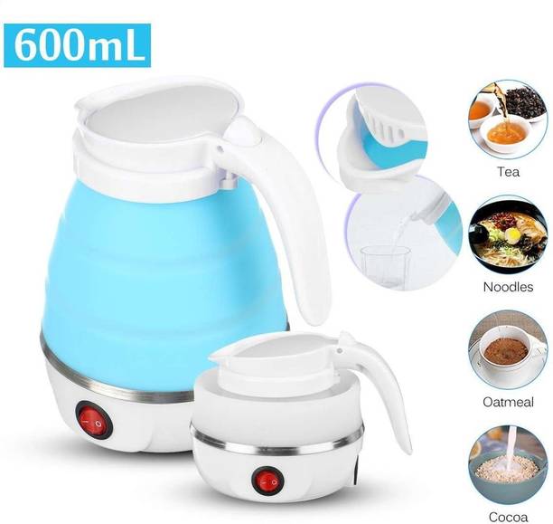 TSV Latest 2021 Small Capacity Collapsible Travel Portable Silicone Foldable Electric Tea Coffee Kettle Folding Mini Electric Kettles Electric Kettle 600ML Travel Folding electric water kettle - Collapsible heated hot water boiler For Coffee - Dual Voltage Portable kettle Electric Kettle