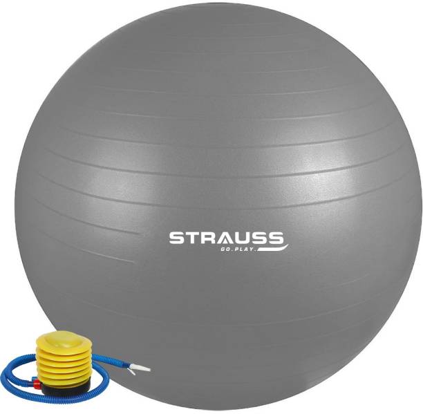 Strauss Anti Burst Exercise & Fitness Ball | Gym Workout & Balance Ball, Grey (65 CM) Gym Ball