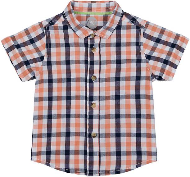Baby Girls Regular Fit Checkered Spread Collar Casual Shirt