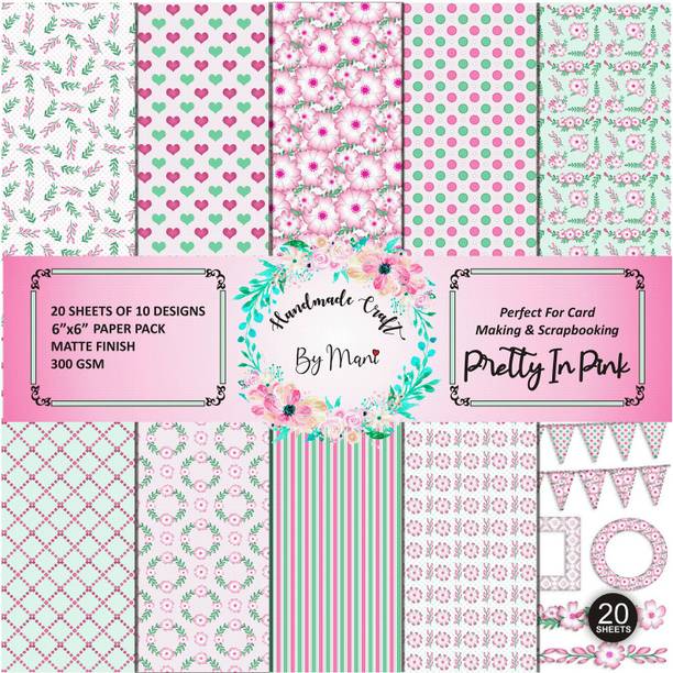 Dheett Pretty In Pink Scrapbook Designer Paperpack Matte Finish Perfect for Making Greeting Cards Envelops Explosion Boxes and Albums 6 x 6 300 gsm Craft paper