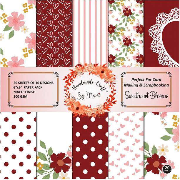 Dheett Sweetheart Blooms Scrapbook Designer Paperpack Matte Finish Perfect for Making Greeting Cards Envelops Explosion Boxes and Albums 6 x 6 300 gsm Craft paper