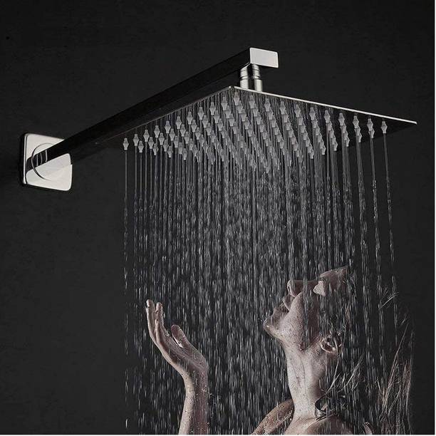 AMJ 8X8 (8") Premium quality Stainless Steel UltraSlim Square Rain Shower Head with 15 inch square arm