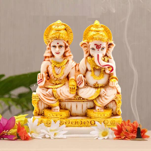 Kitlyn Laxmi Ganesh murti for Diwali Pooja | Laxmi ji ki murti| Ganesh ji ki Murti Decorative Showpiece  -  12 cm