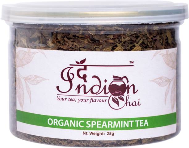 The Indian Chai Organic Spearmint Tea 25g for Stress, Digestion, Immunity, Cough & Cold, Stomach, PCOS and PMS, Herbal Tea Herbal Infusion Tea Plastic Bottle