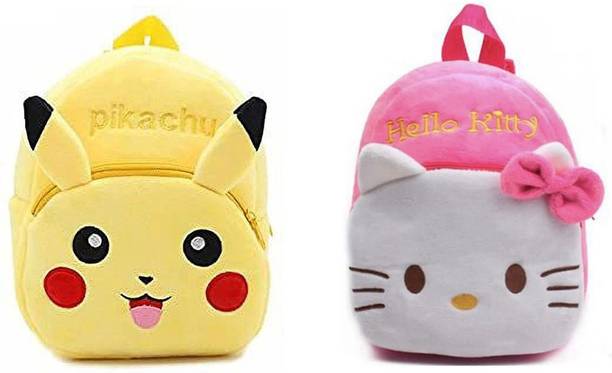 Afya Soft Toy Bag Pikachu & Hello Kitty Plush Bag For Cute Kids 2-5 Years Plush Bag Waterproof Plush Bag