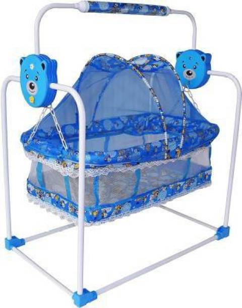 Soaring Baby Swing, Baby jhula, Baby palna, Baby Bedding, Baby Bed, Crib, Bassinet with Mosquito Net for 0-9 Months (Blue)
