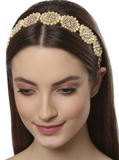 Karatcart Floral Shape Kundan Studded Hair Band